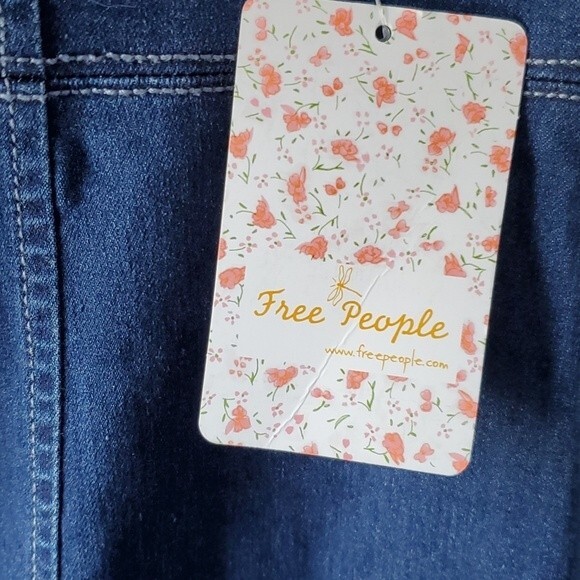 NWT FREE PEOPLE ALEX DENIM DRESS JUMPER SIZE 6 DARK WASH STRETCH STYLE F… - Picture 4 of 15